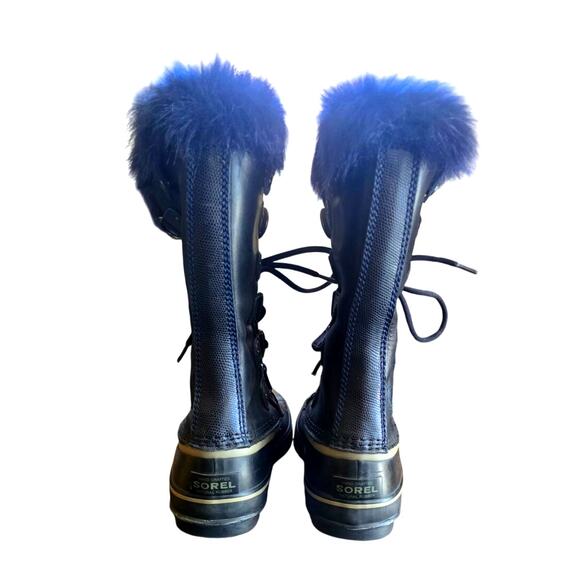 Sorel Joan of Arctic Waterproof Snow Boots Black/Navy Fur | Women’s 7 - Picture 5 of 10